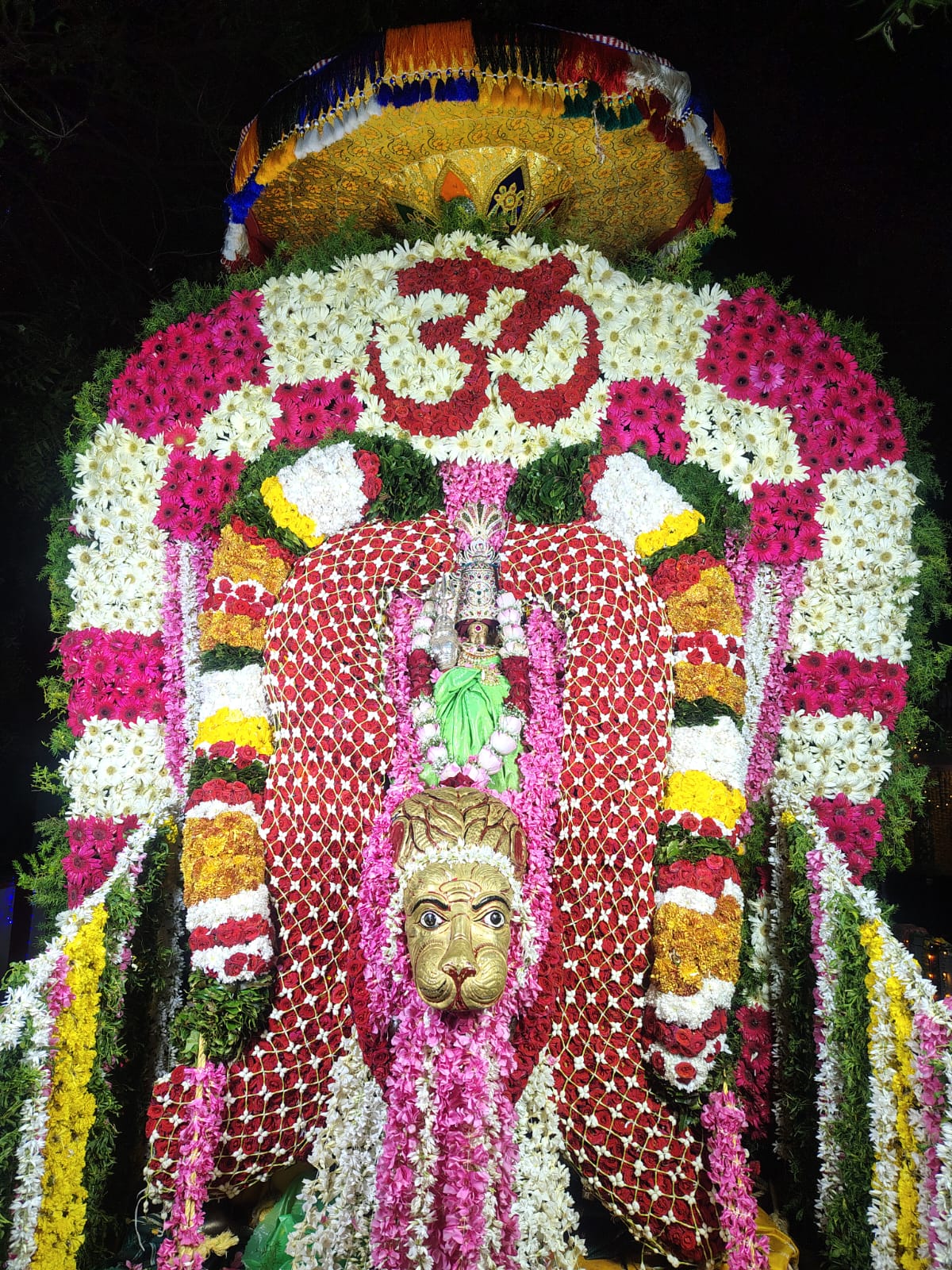 Om floral alankaram on the decorated procession